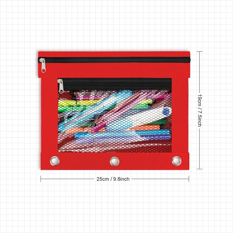 IKAYAS 20 Pack Red Pencil Pouch for 3 Ring Binder Bulk Binder Pencil Pouch with Zipper, Pencil Pouch Bags for Classroom Bulk Pencil Box Pencil Case for Storing School Students Teacher Supplies - Image 2